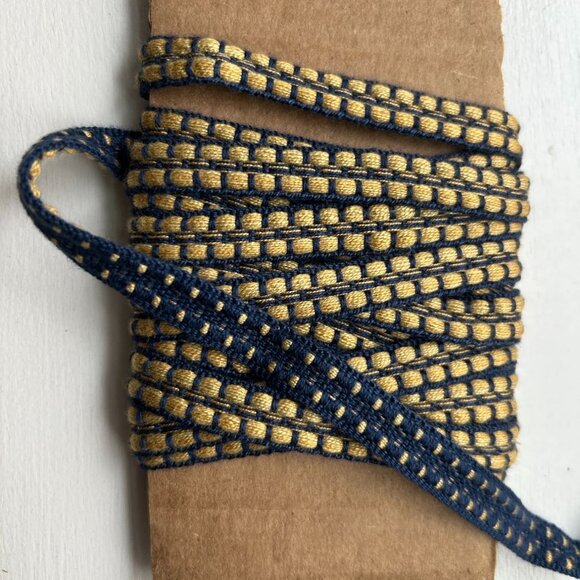 3+ Yards Ornate Bi Color Ribbon Trim Craft Lace Sewing Blue & Yellow - Picture 3 of 5